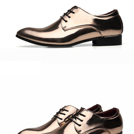 British Pointed Leather Shoes Men's Fashion Bright Leather Men's Shoes Foreign Trade Leather Shoes Amazon Wish LAZADA