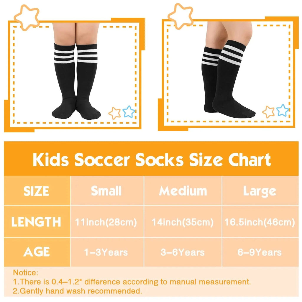American Trends Kids Toddler Soccer Socks Knee High Tube long Socks Three Stripes Uniform Socks for Boys Girls 1-9 years 1-3T 1 Pack Navy Blue White
