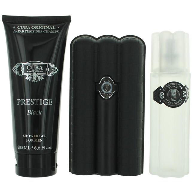 Cuba Prestige Black, 3 Piece Gift Set for Men