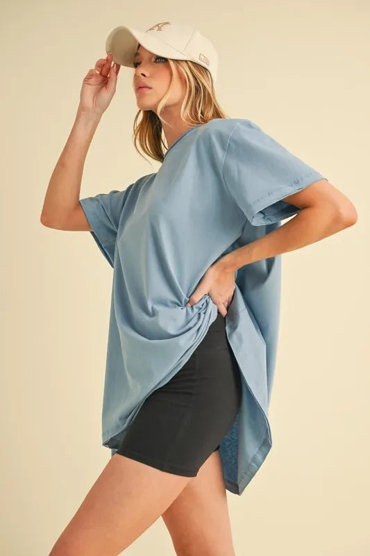 Aemi+Co Round Neck Short Sleeve Oversized T-Shirt