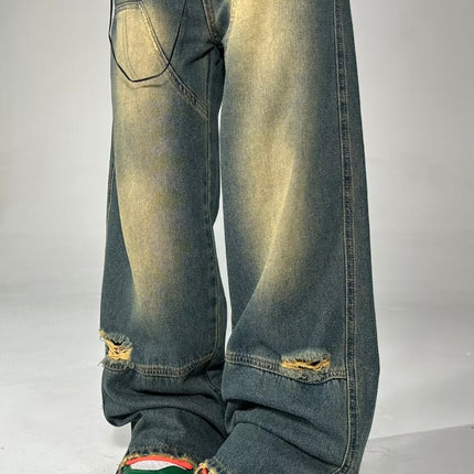 Dark Summer High Waist Washed All-match Wide Leg Pants