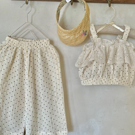 Fashion Personality Girl's Polka Dot Sling Suit
