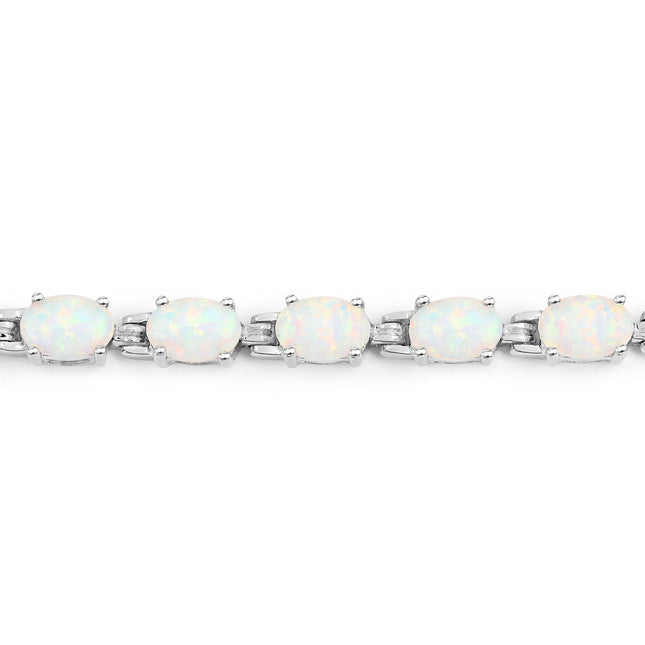 3.50 Carat Genuine Created Opal .925 Sterling Silver Bracelet