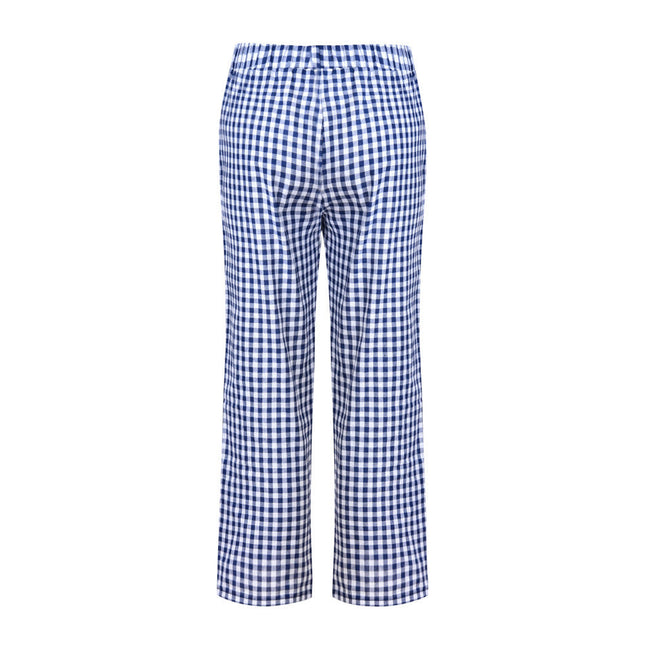 Cropped Pants With Checkered Panels For Versatility