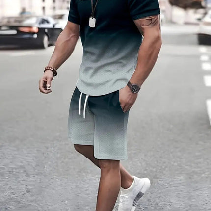 3D Digital New Print Summer Short Sleeve Shorts Leisure Sports Suit