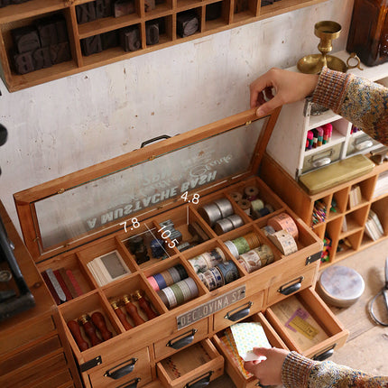 Tape Stamp Sticker Solid Wood Storage Box Retro