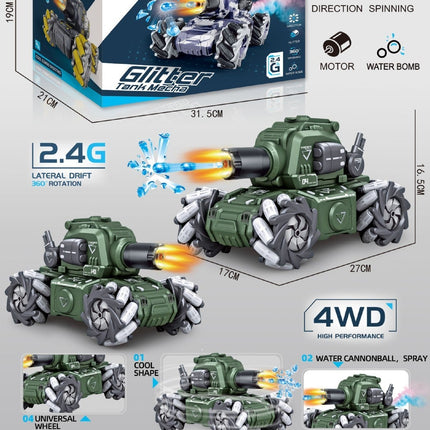 Remote Control Tank Fire-breathing Water Bomb Camouflage Chariot Four-wheel Drive Stunt Spray Music Toy Car