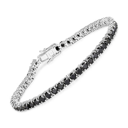 5.40 Carat Genuine Black Diamond .925 Sterling Silver Bracelet