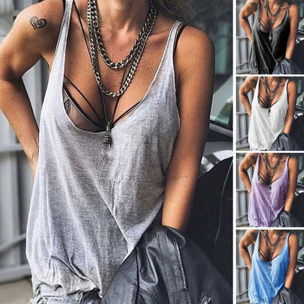 Solid Color Camisole Top T Shirt Plus Size