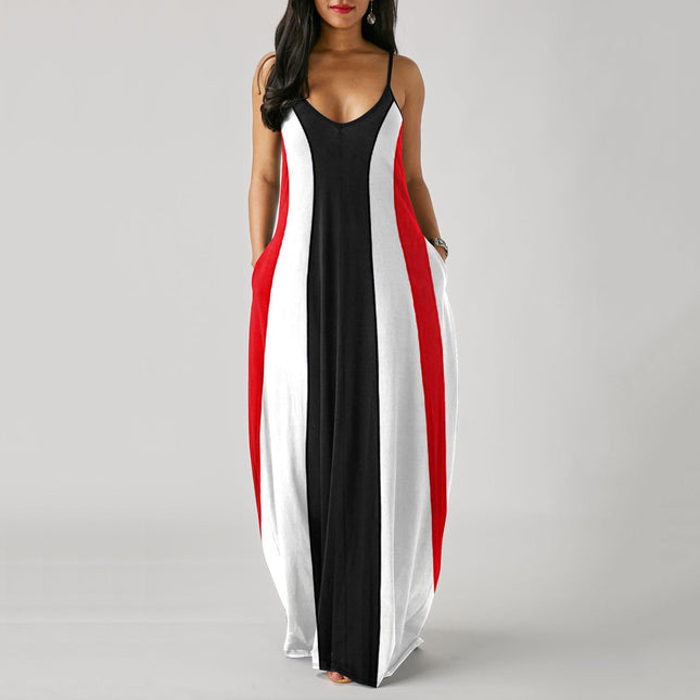 Casual Print Plus Size Sling Long Dress