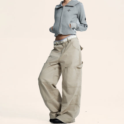 Womens Versatile Retro American-style Workwear Denim Jeans