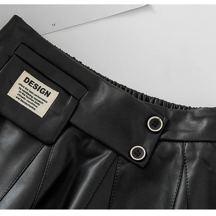 Autumn Winter New Style Children Foreign Style Korean Leather Skirt