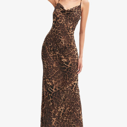 Slip Back Leopard Print Dress With Straps