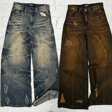American High Street Straight Yellow Mud Dyed Jeans