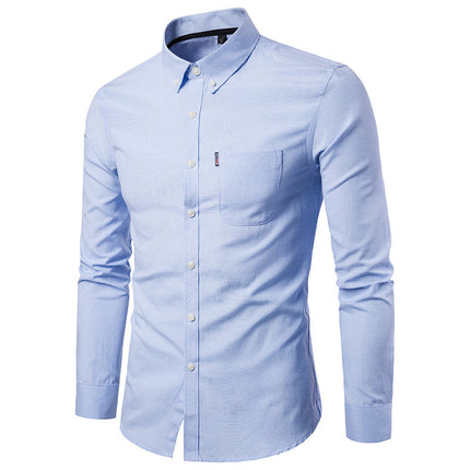 NAVY BLUE  New All Season Plus Size Oxford Shirt Men's long sleeve Shirt