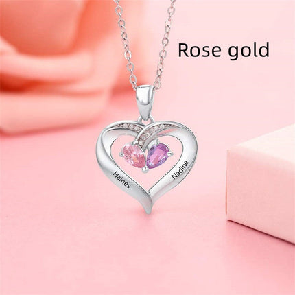 Gemstone necklace female heart-shaped couple custom lettering pendant gift