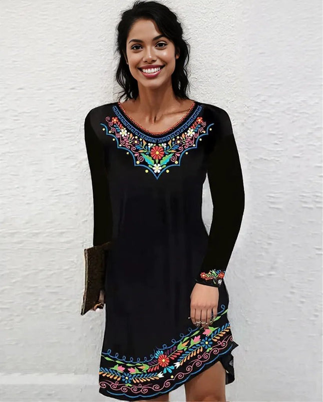 New Sexy Autumn fall Winter exotic  floral design Dress for Women 7 different colors