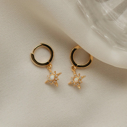 Octopus Earrings Opal Zircon Stars