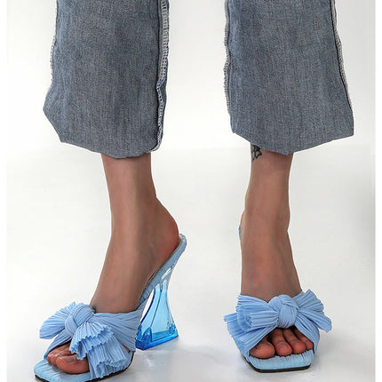 Plus Size High Shaped Heel Satin Sandals