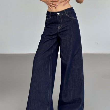 Fashion American Retro Wide Leg Jeans For Women