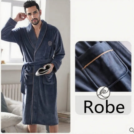 Burgundy island velvet fabric winter unisex flannel robe for men & women