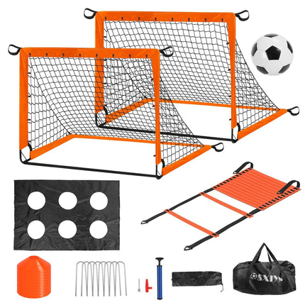Kids Soccer Goals Set For Backyard Portable Soccer Training Equipment with Ball Pump Cones Agility Ladder Target Carry Bag For Toddler Age 3+ Outdoor