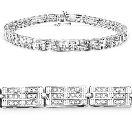 1.16 Carat Genuine White Diamond 14K White Gold Plated .925 Sterling Silver Bracelet