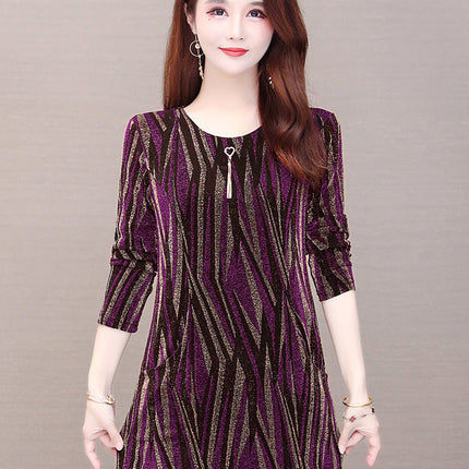 Lurex Mid-length Bottoming Shirt Plus Velvet Thick Plus Size Top