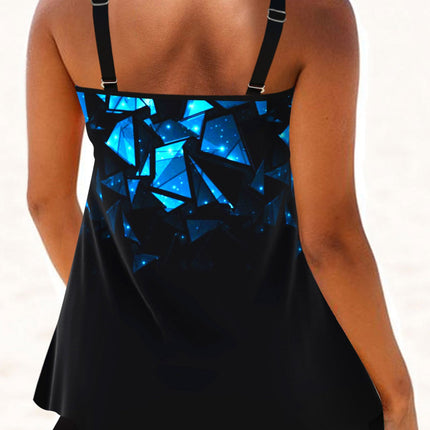 Plus Size Split Bikini Printed Two Pieces