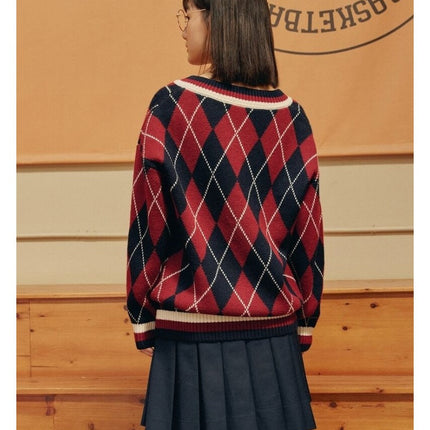 New Product Wholesale Diamond Sweater Women's V-neck Pullover