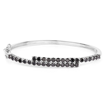 4.00 Carat Genuine Black Diamond .925 Sterling Silver Bangle