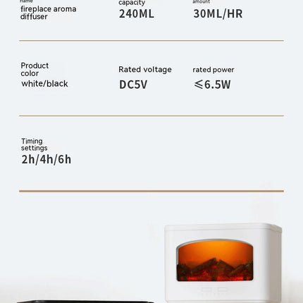 Desktop 3D Fireplace Simulation Flame Aroma Diffuser Household Hotel Usb Air Humidifier