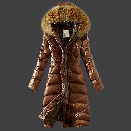 Raccoon Large Fur Collar Plus Size Slim Down Coat And Long Women