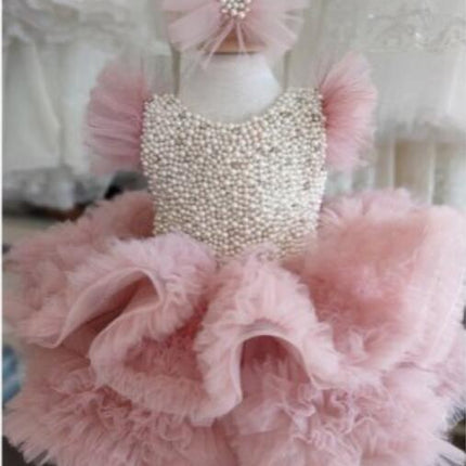 Baby Girl One Year Old Dress Birthday Princess Dress Piano Playing Tulle Tutu