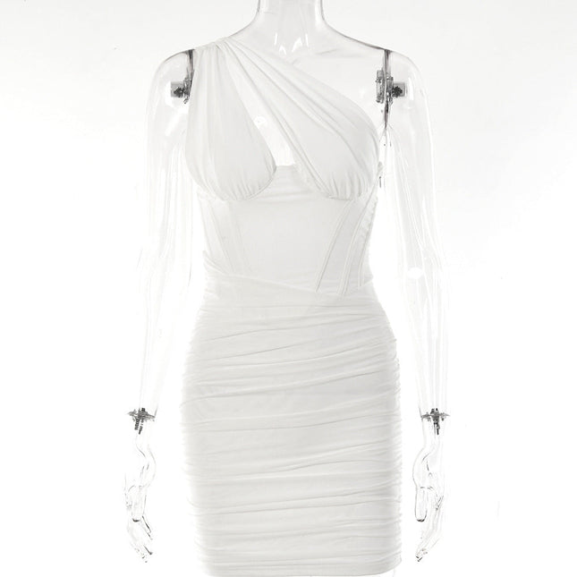 One-shoulder Dress Fashion Design Hot Girl Tight Backless Oblique Shoulder Skirt