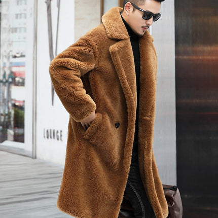 Men's Winter New Thickened Cashmere Long Warm Fur Coat