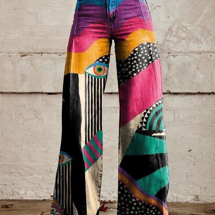 Plus Size Women's Casual Thin Wide Leg Imitation Jeans