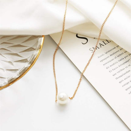 Women’s Minimalist White Pearl Beaded Necklace – Elegant Statement Chain