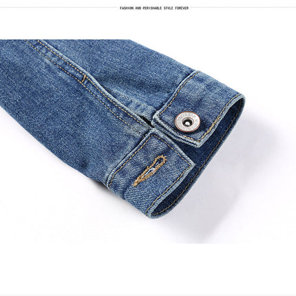 The Round Neck Casual Short Jacket Plus Size Denim Jacket Female Students