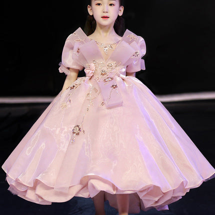 Costume For Piano Performance Western Style Little Girl Host Dress
