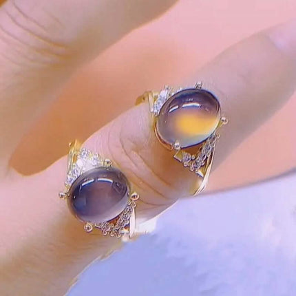 Boho Style Color Changing Mood Stone Cuff Rings