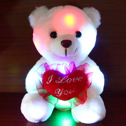 Love Colorful Luminous Bear Recording Hug Plush Toy Doll Birthday Gift