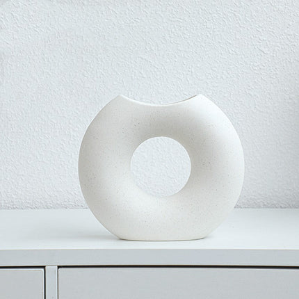 Nordic Style Simple Ceramic Vase Semicircle Creative Flower Device