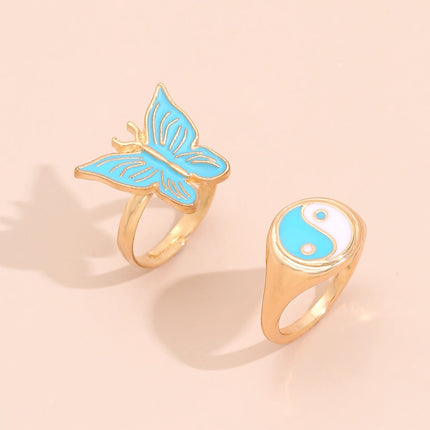 Personalized Colorful Butterfly Gossip New Combination Ladies Ring