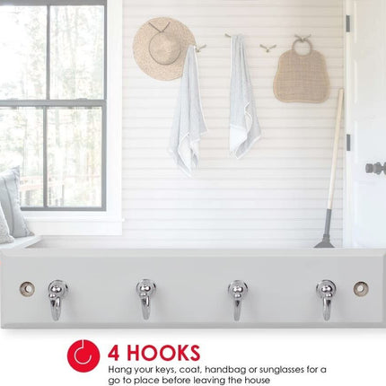 Wall Mount Key Rack Hanger Holder 4 Hook Chain Storage Keys Organizer Home Decor