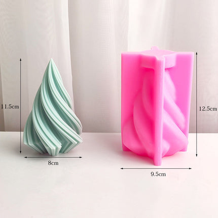 Large Rotary Cone Candle Mold DIY Christmas Tree Geometric Striped Soap Aromatherapy Resin Plaster Making Mould Home Decor Gift