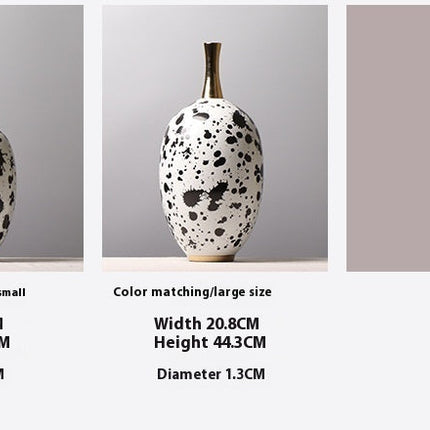 Chinese Ceramic Vase Splash-ink Color Matching Long Neck Flower Device