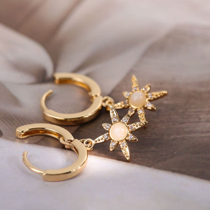 Octopus Earrings Opal Zircon Stars