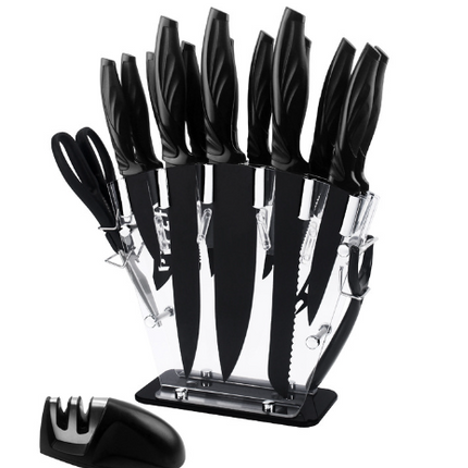 A Full Set Of Kitchen Knives 17 Stainless Steel Knives