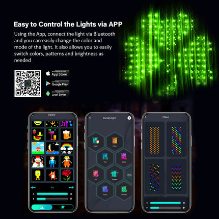 Smart Curtain Light RGB Phantom Color Dot Control Leather Wire Light Bluetooth DIY Programming Subtitle Light